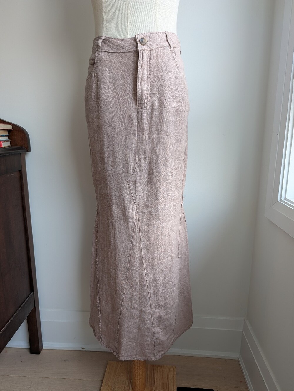 Zara Tan/Blush Maxi Linen Skirt